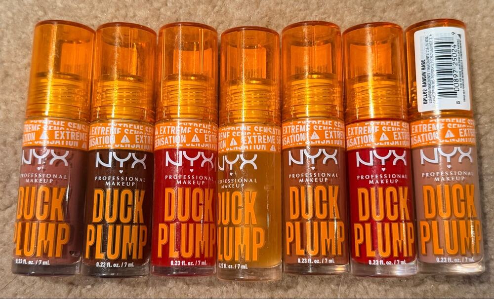 Lot of 7 NYX Duck Plump Extreme Sensation Lip Gloss Assorted Shades NWT
